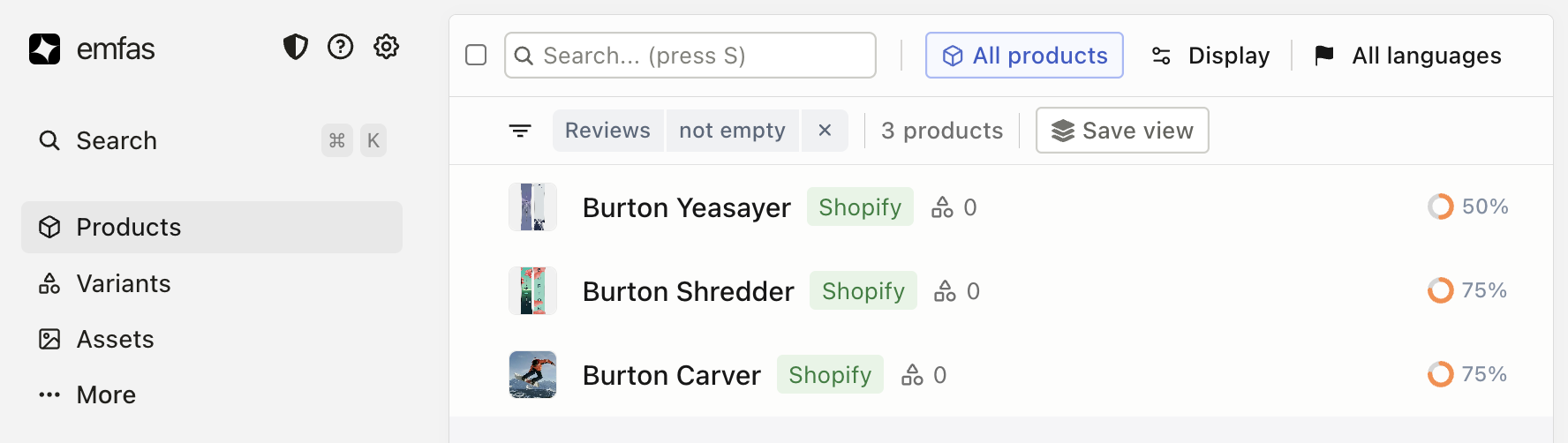 Searching for products with reviews
