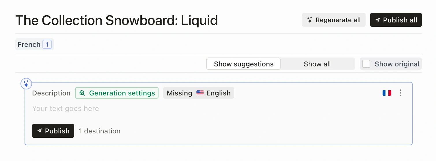 French translation showing missing English base language value